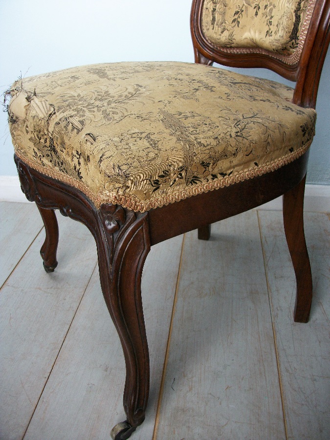 Set of Four French Rosewood Dining Hall Chairs